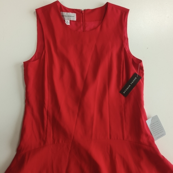DONNA MORGAN Passion Red Lightweight Dress Sleeveless Loose Bottom Size 8 - Picture 4 of 13